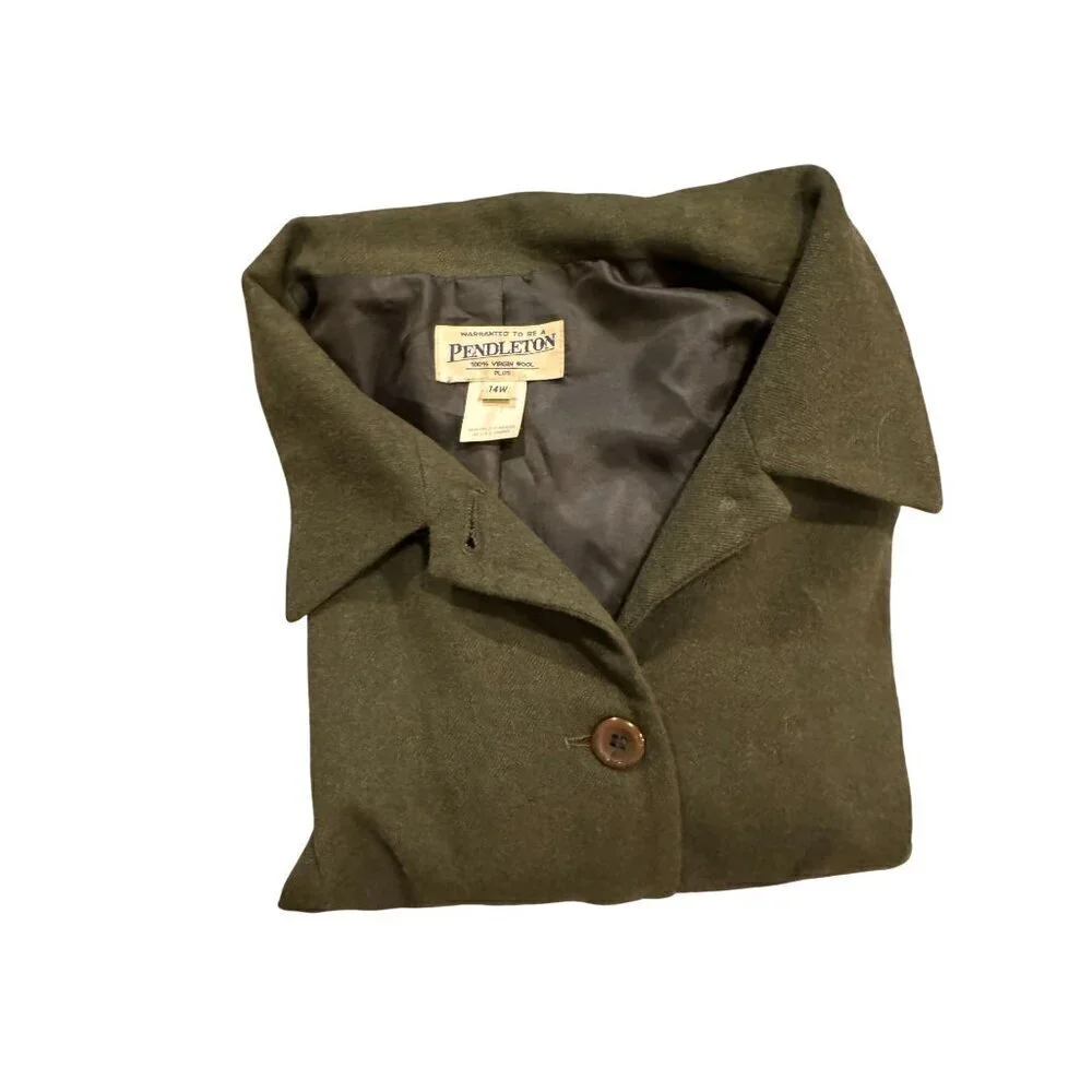 Pendleton  Olive Green 100% Virgin Wool  Blazer Jacket Women's Size 14W